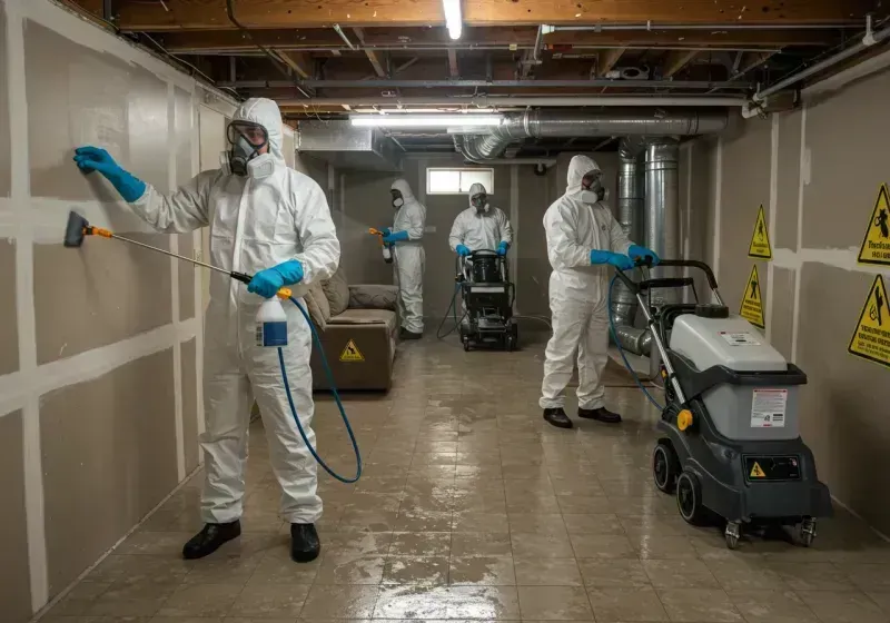 Basement Moisture Removal and Structural Drying process in Great River, NY